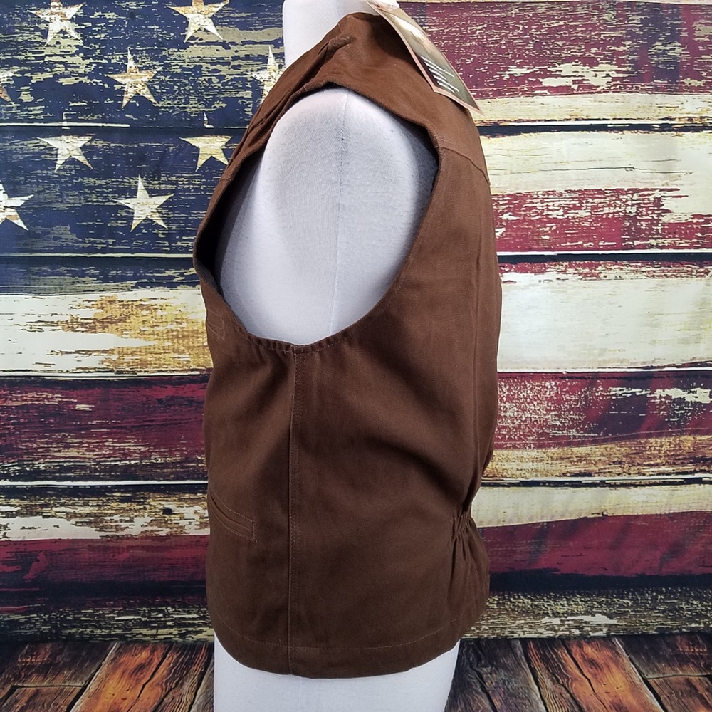 WYOMING TRADERS MENS CHOCOLATE BRONCO CANVAS VEST - Picture 4 of 8
